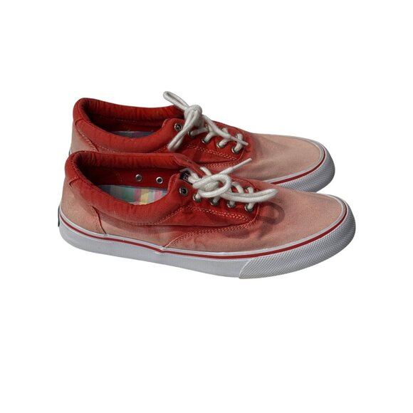 Sperry Top-Sider Men’s 9 Red Ombre Canvas Lace Up Sneakers - Picture 4 of 9